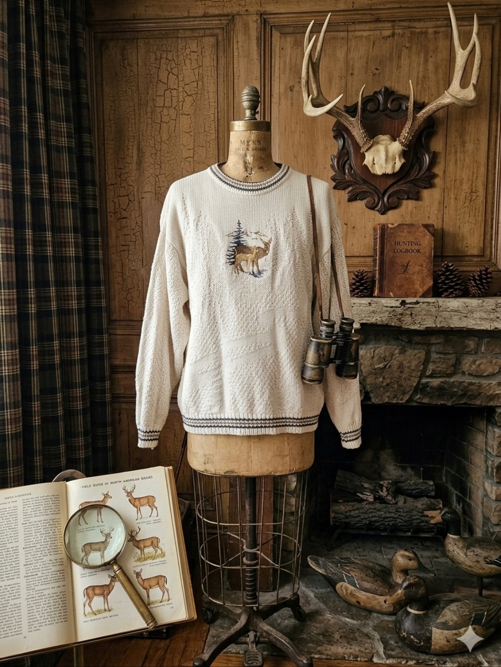 Vintage Northern Reflections Embroidered Deer Cottagecore Sweater